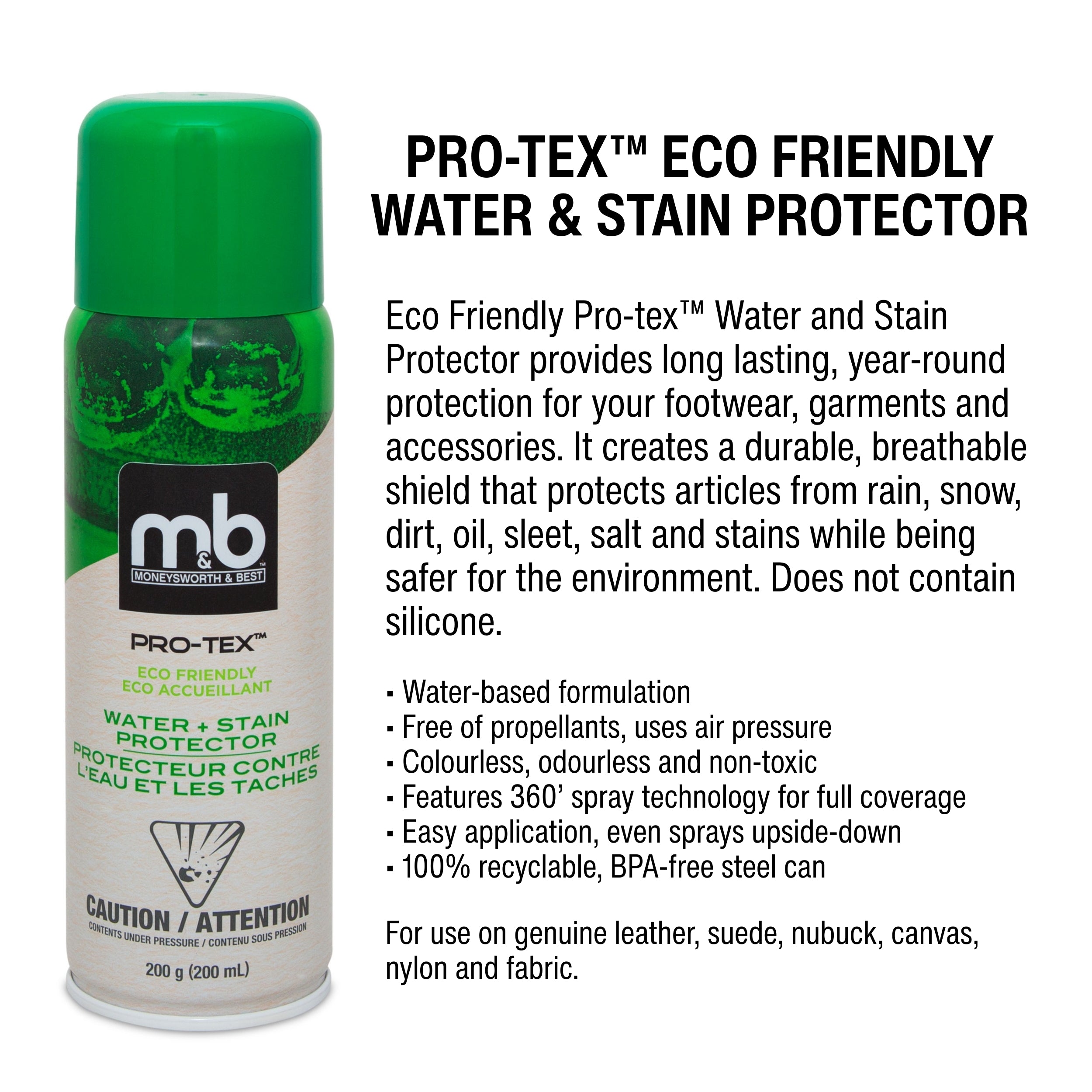 PRO-TEX™ Eco Friendly Water + Stain Protector