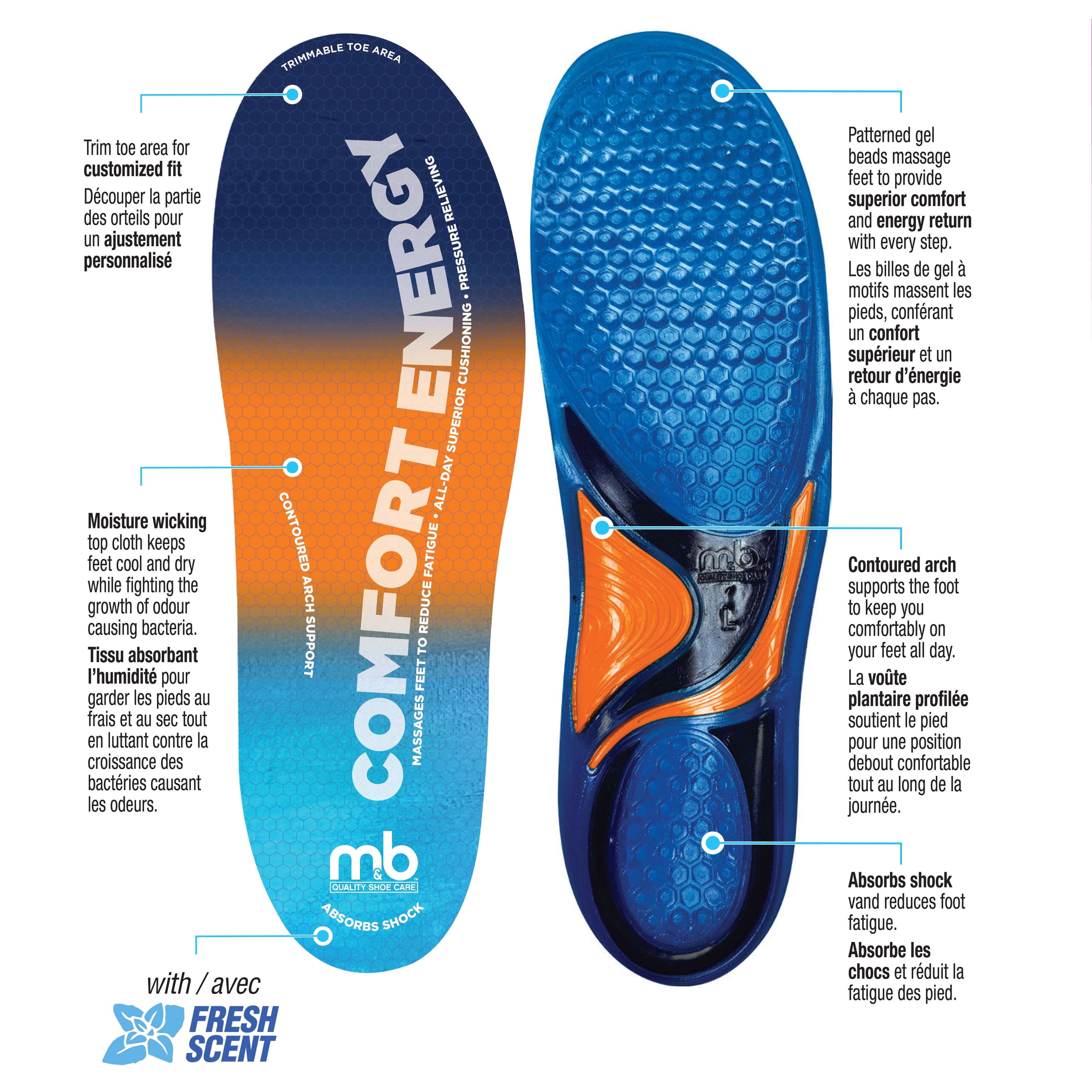 Comfort Energy Massaging Gel Insoles 2 Pack