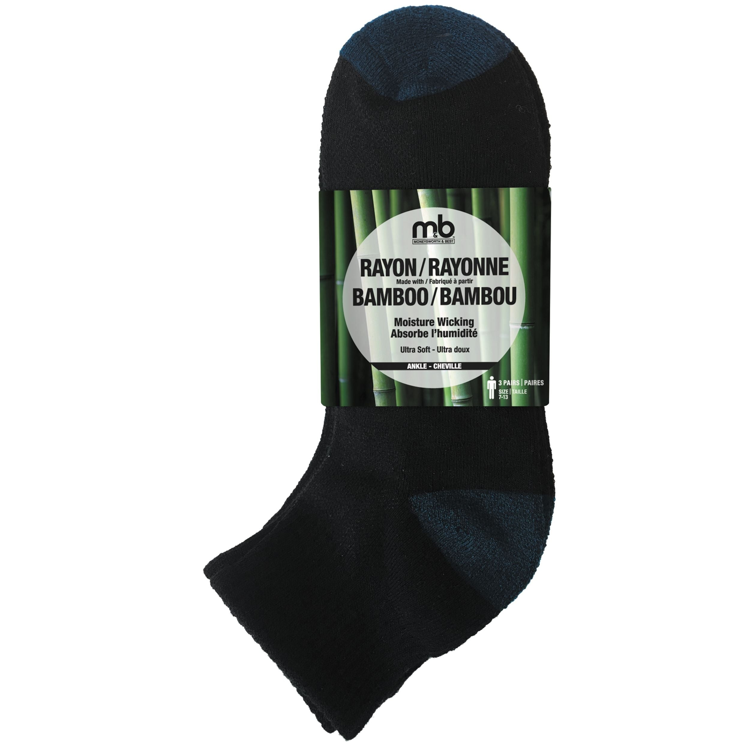 Socks 3PK - Rayon Made with Bamboo - Ankle