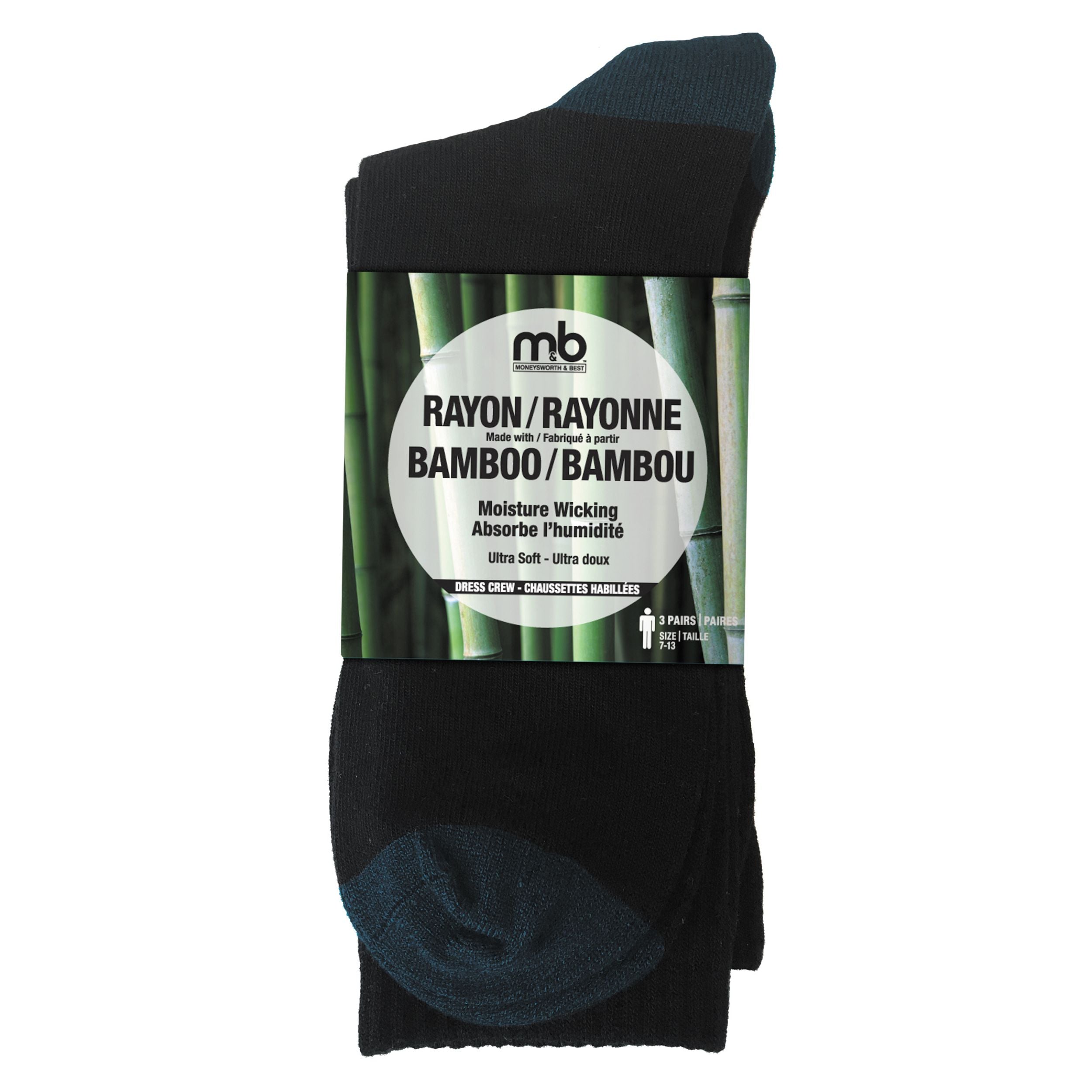 Socks 3PK - Rayon Made with Bamboo - Crew
