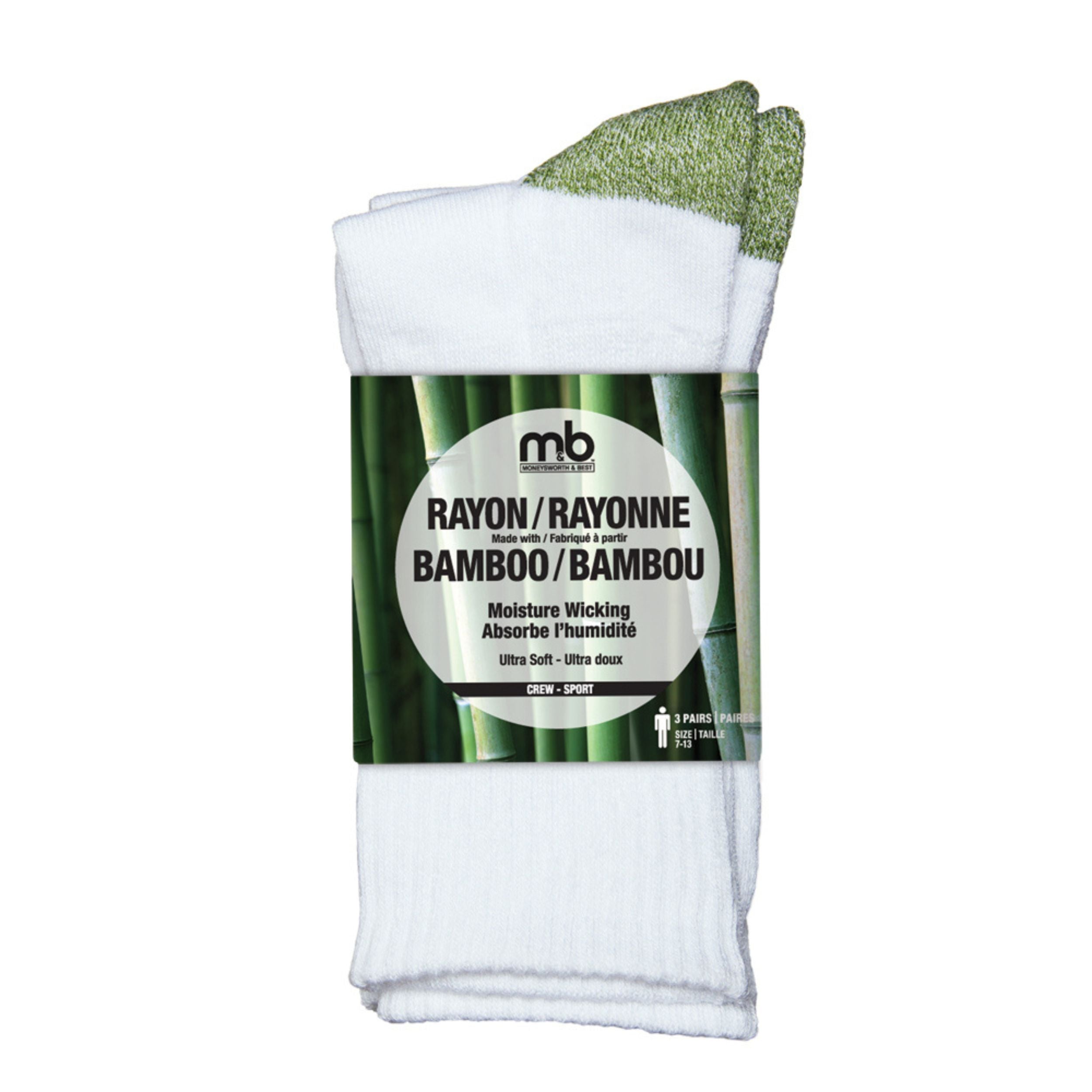 Socks 3PK - Rayon Made with Bamboo - Crew
